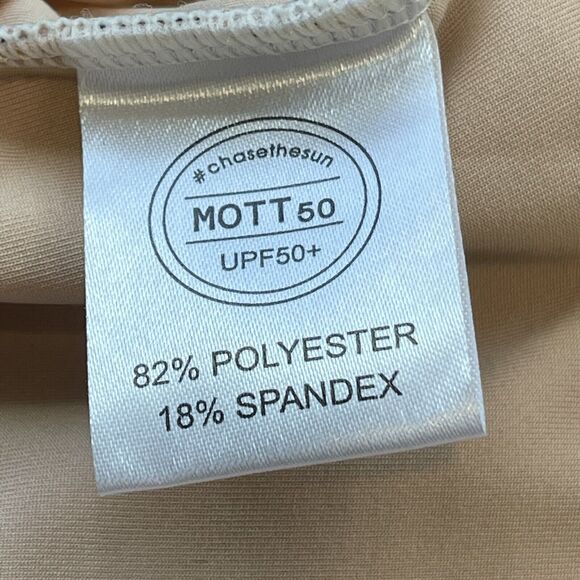 Mott 50 Clara Medium Crop Swim Top V-Neck UPF 50+ Short Sleeve Bamboo Forest Tan - Picture 6 of 11